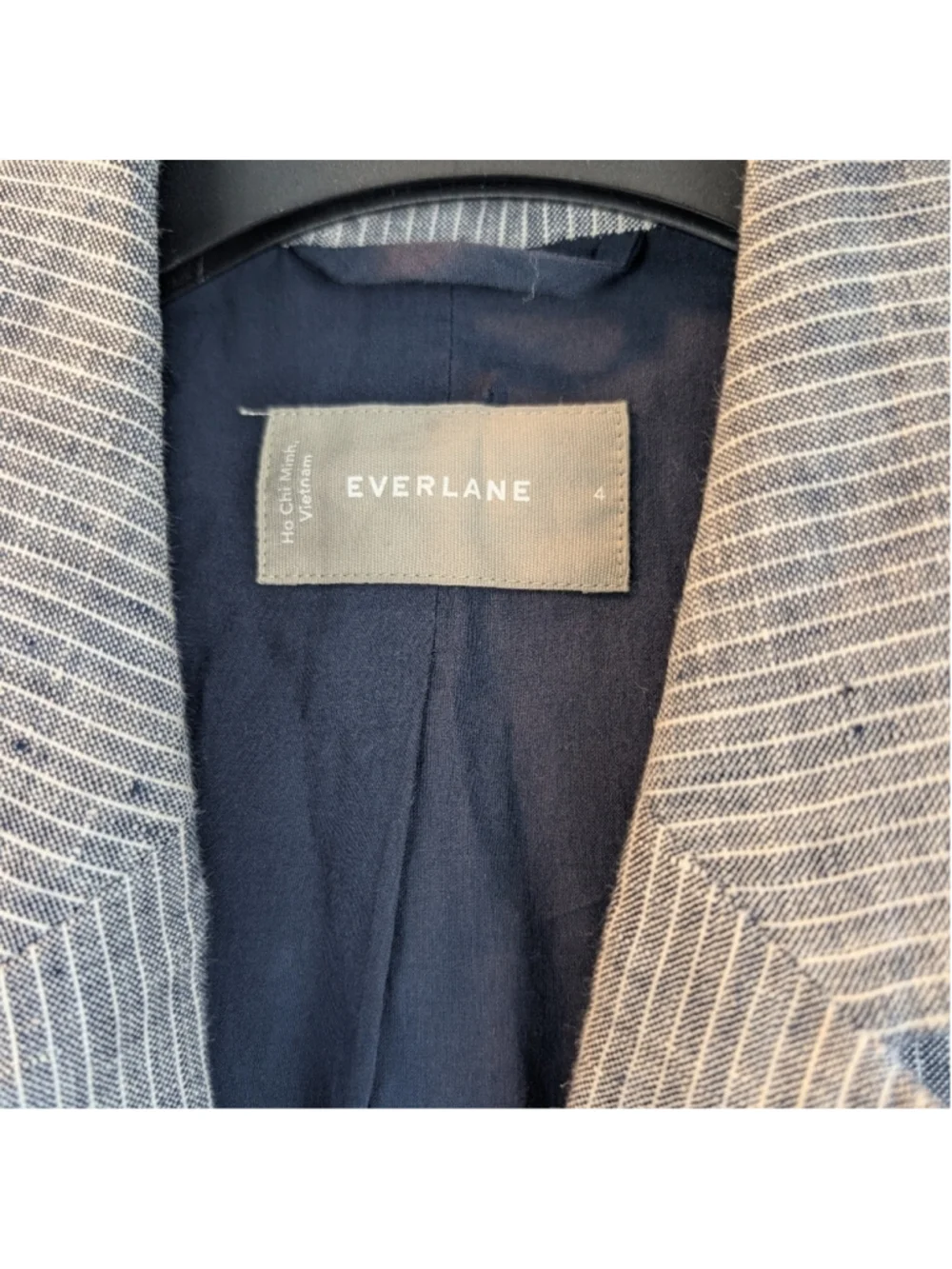Everlane 100% Linen Blazer Jacket Striped Navy Lined Oversized Size 4 new no tag